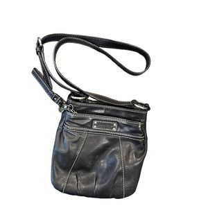 Tignanello Black Leather Crossbody Purse